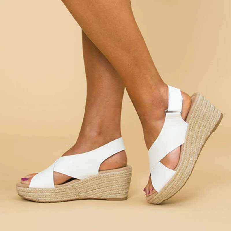 Noor | Crisscross Strap Cushioned Wedge Sandals