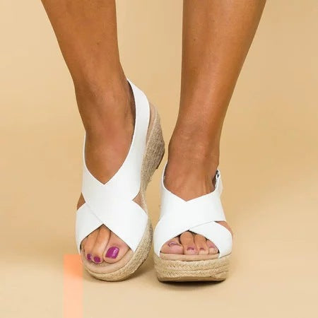 Noor | Crisscross Strap Cushioned Wedge Sandals
