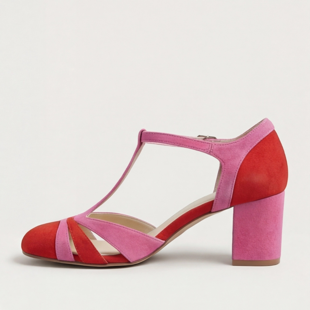 Una | Block Heel Open Toe Ankle Strap Sandals