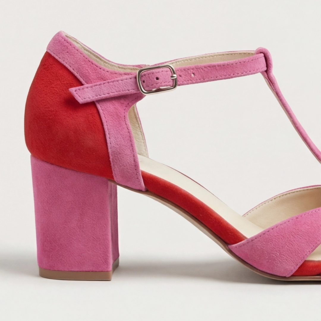 Una | Block Heel Open Toe Ankle Strap Sandals