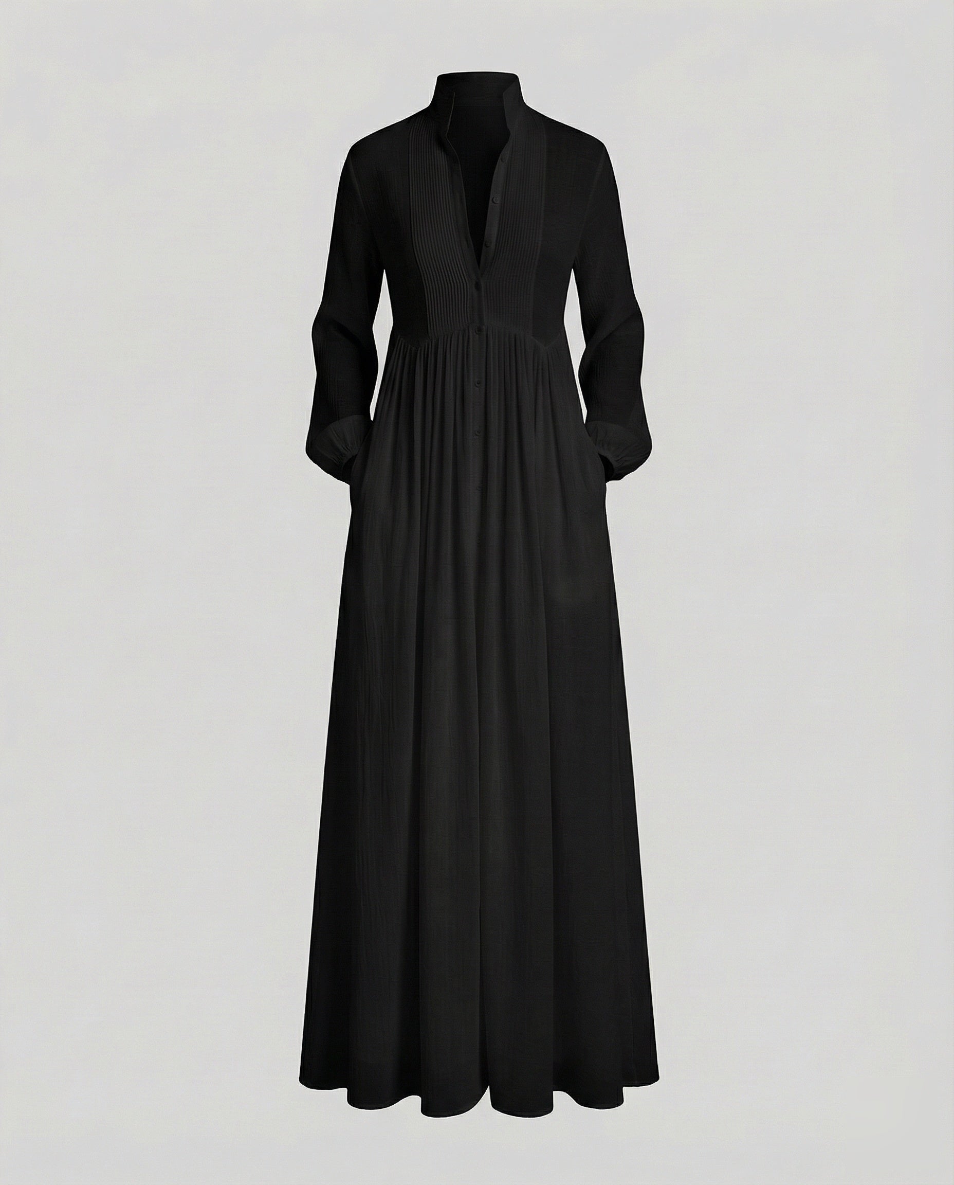 Seraphina | Gathered Waist Button Front Maxi Shirt Dress