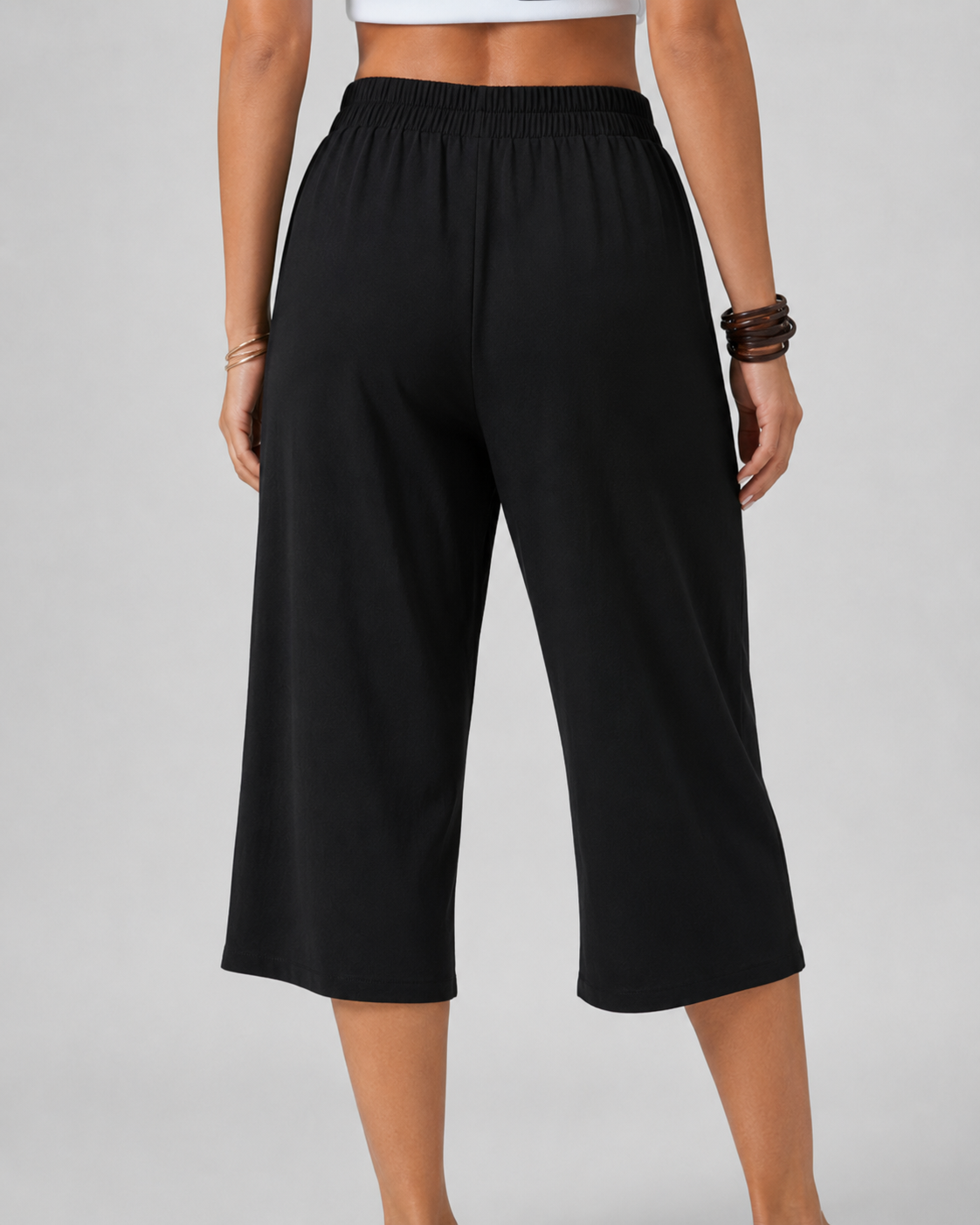 Freya | Wide-Leg Elastic Waist Capri Pants