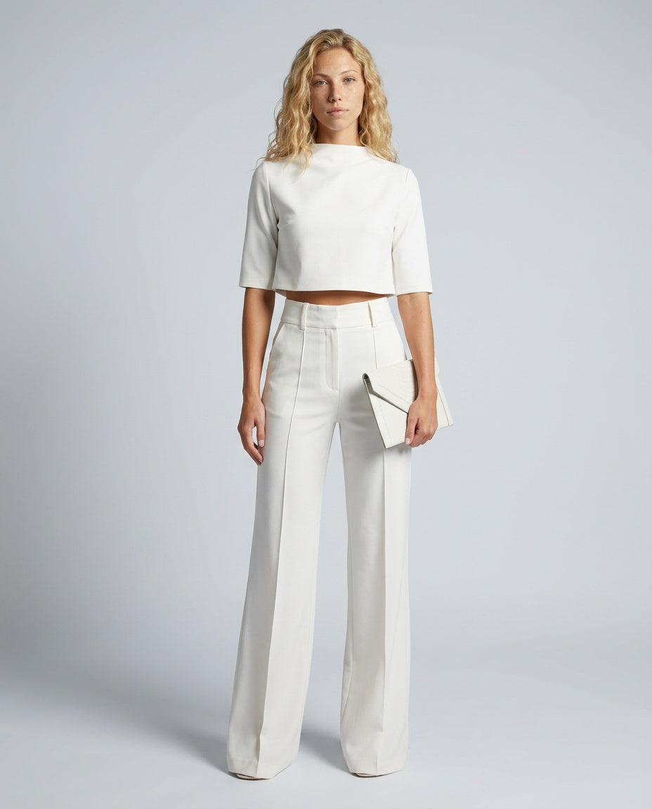 Tessa | Cropped Long Sleeve Co-ord Trouser Set