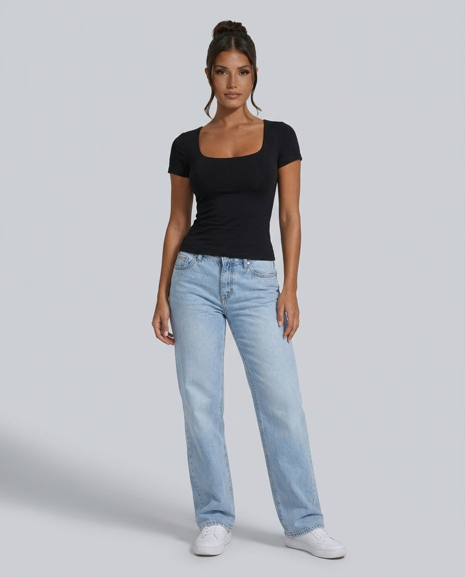 Emerson | Wide U-Neck Cropped T-Shirt