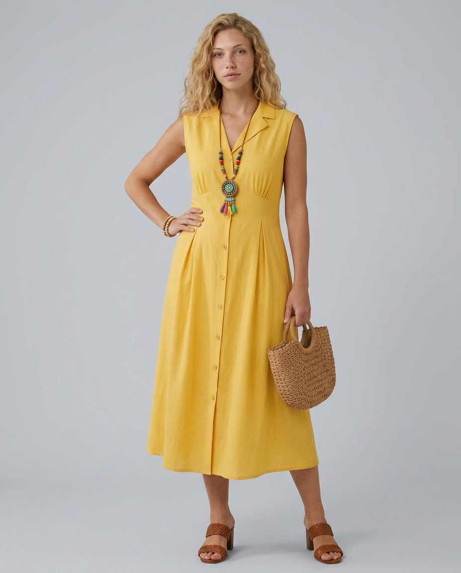 Celyn | Stack Button Midi Dress