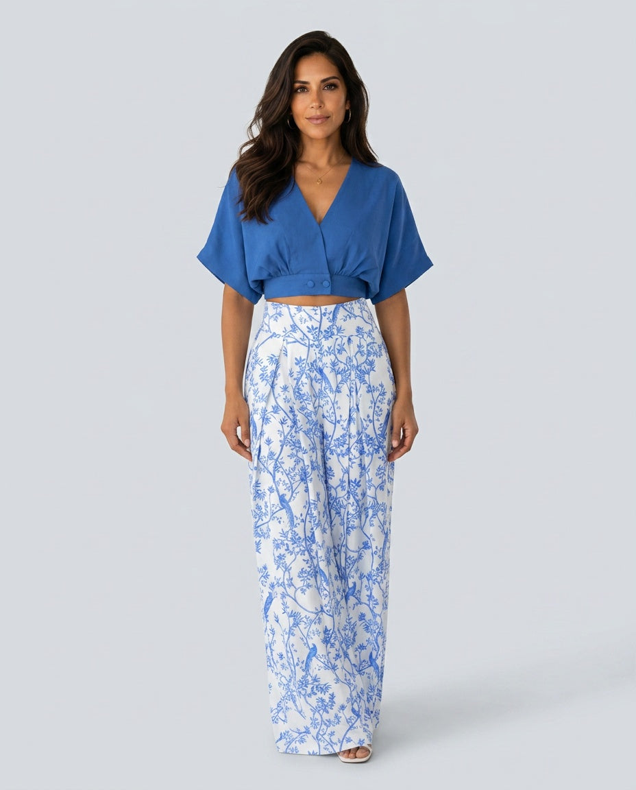 Elena | Printed Blouse & Flowing Trousers Co-ord Set