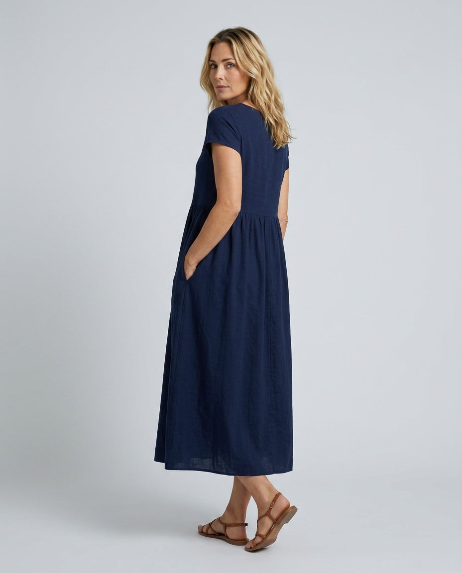 Skylar | Loose Fit Flowy Linen-Blend Maxi Dress