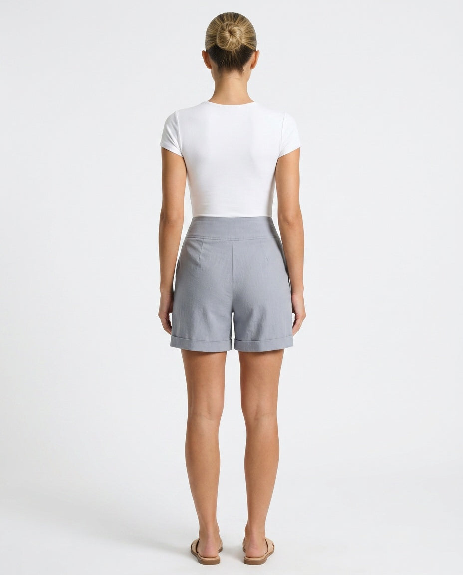Billie | High Waist Straight Leg Shorts with Pockets