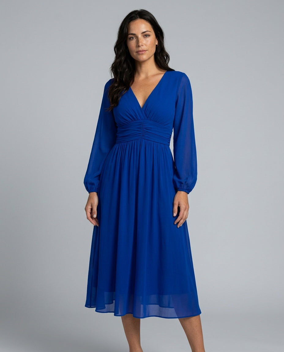 Edda | Adjustable Waist Wrap Midi Dress