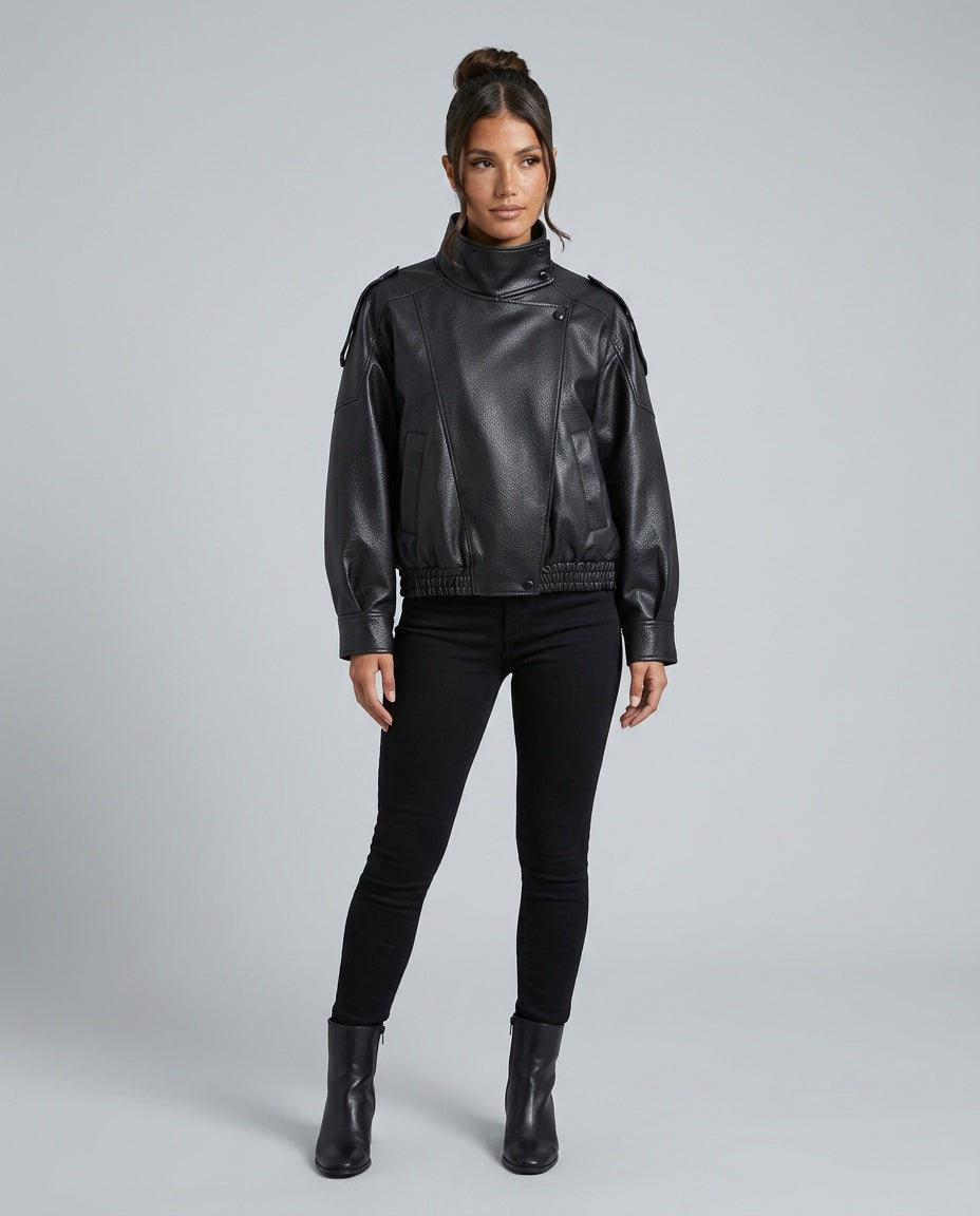 Opal | Asymmetric Zip Relaxed Faux Leather Jacket