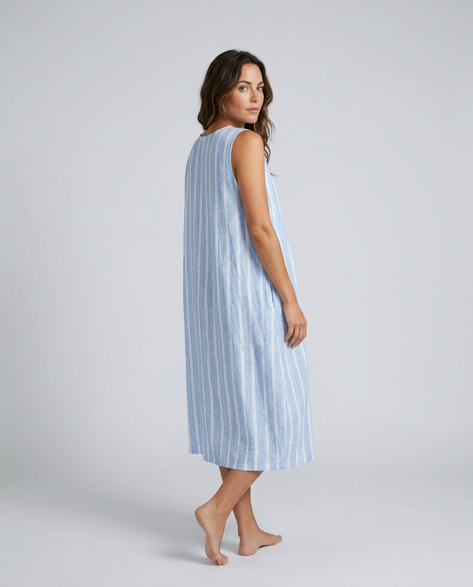 Sienna | Check Print Linen-Blend Midi Dress