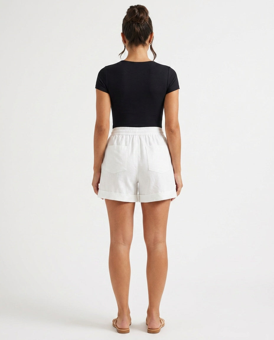 Mariana | Wide-Leg Elastic Waist Cotton Shorts