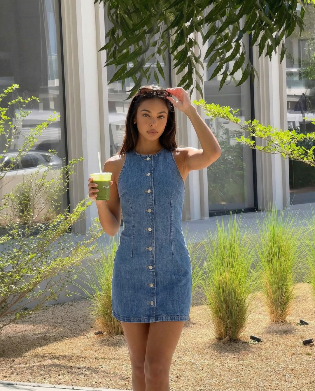 Margot | Sleeveless Button-Front Denim Mini Dress