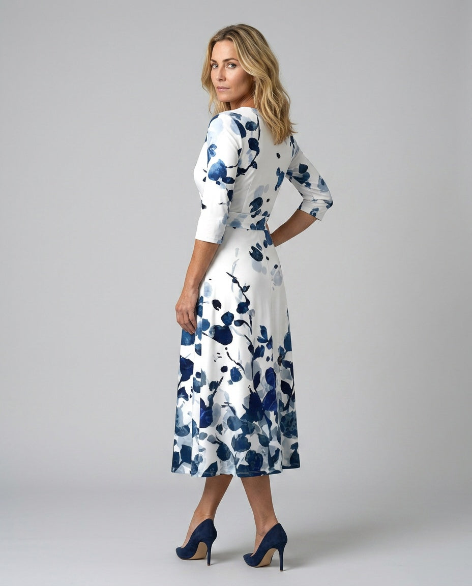 Celine | Cross Wrap Neck Midi Dress