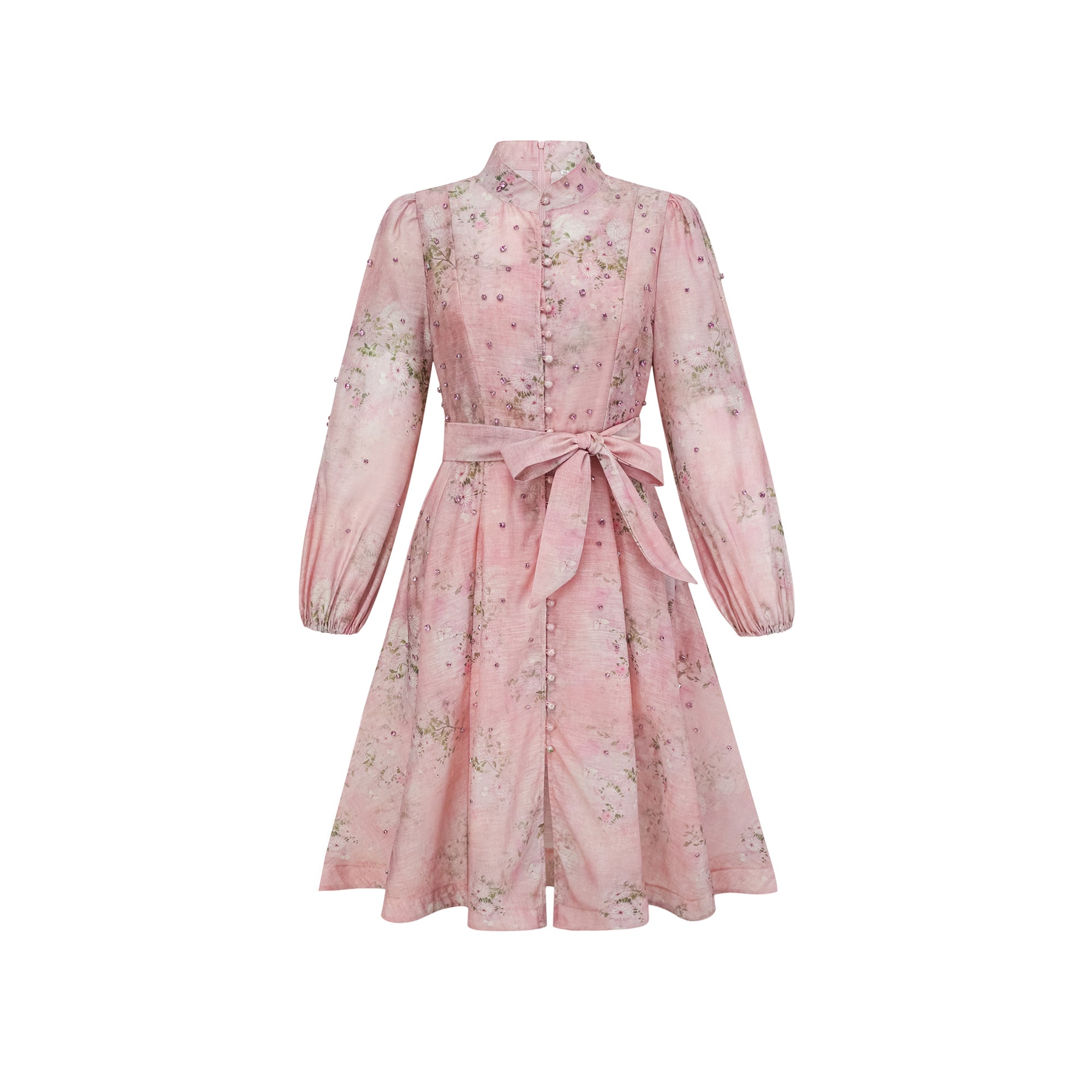 Ellie | Crystal Embellished Floral Print Mini Dress