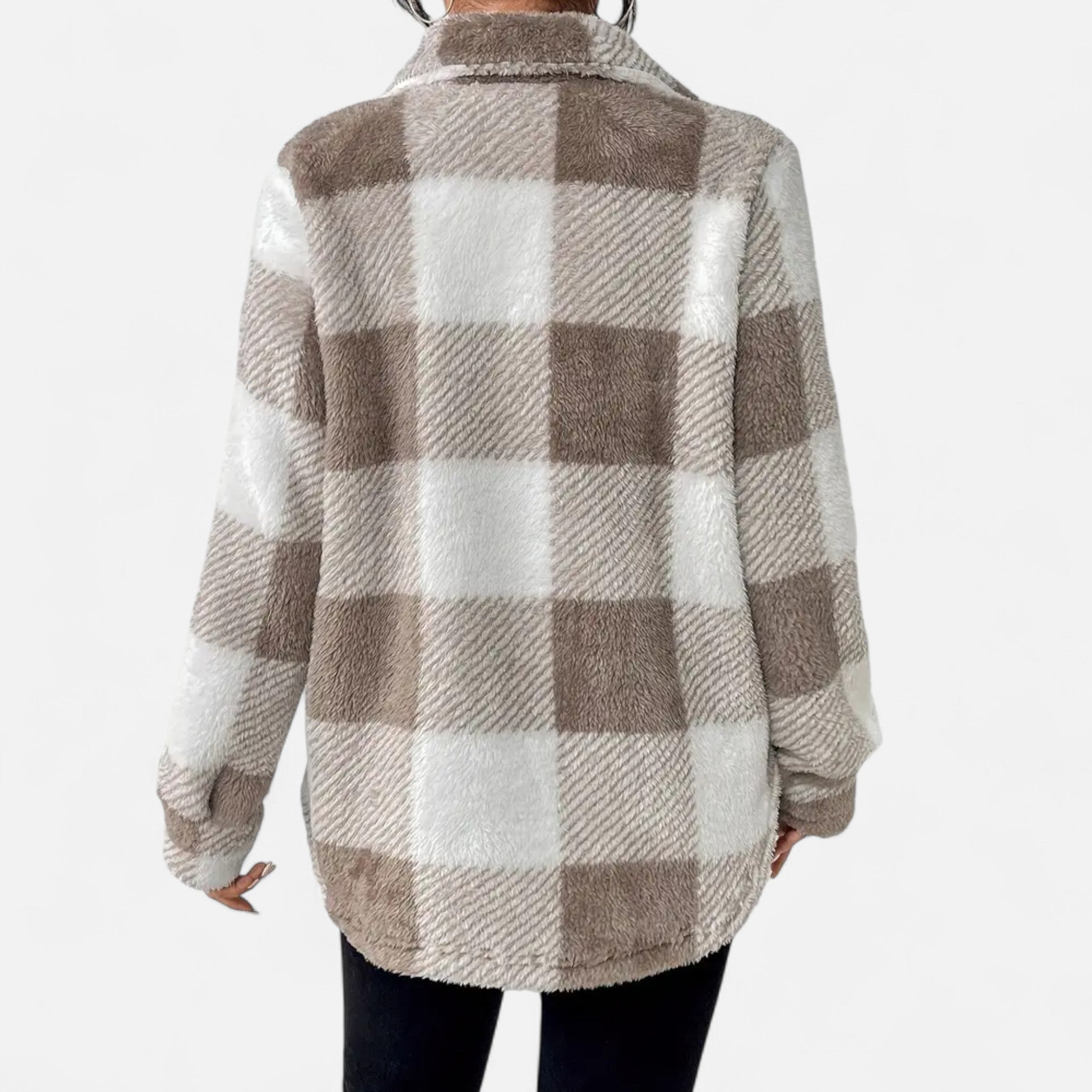 Piper | Check Print Button Front Sherpa Jacket