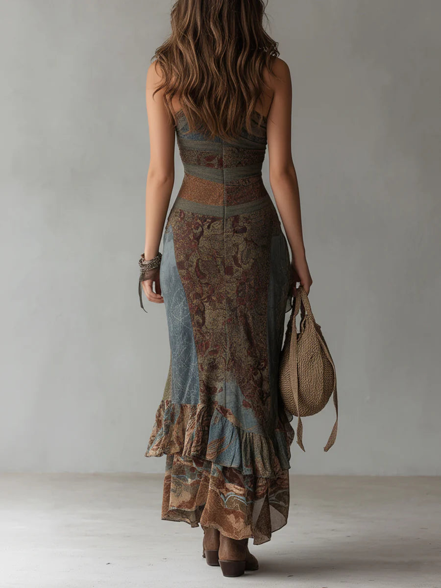 Marley | One-Shoulder Ruffled Slit Maxi Dress