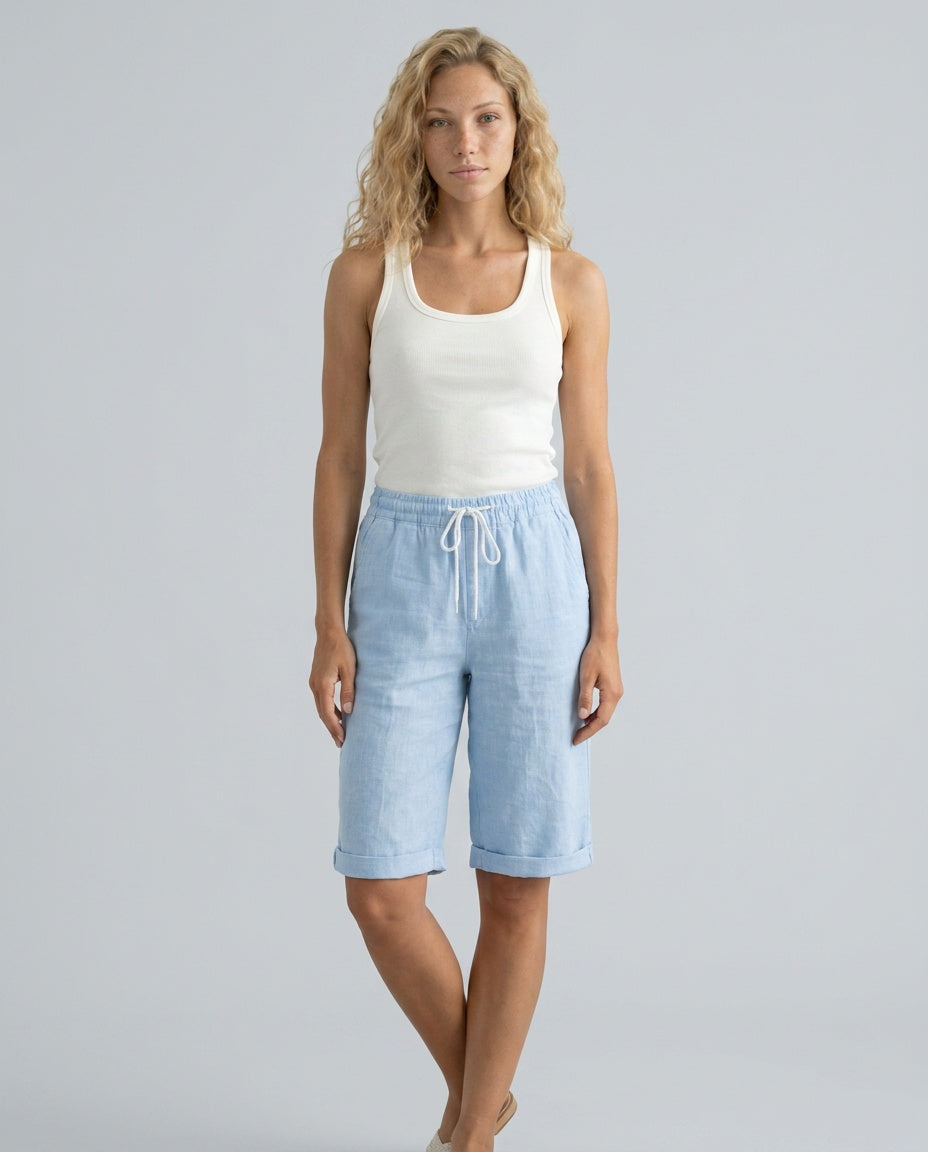 Lila | Knee-Length Drawstring Bermuda Shorts