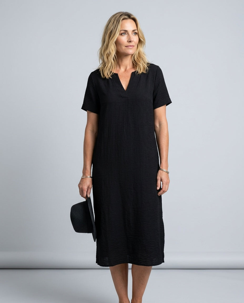 Dahlia | V-Neck 3/4 Sleeve Casual Midi Dress