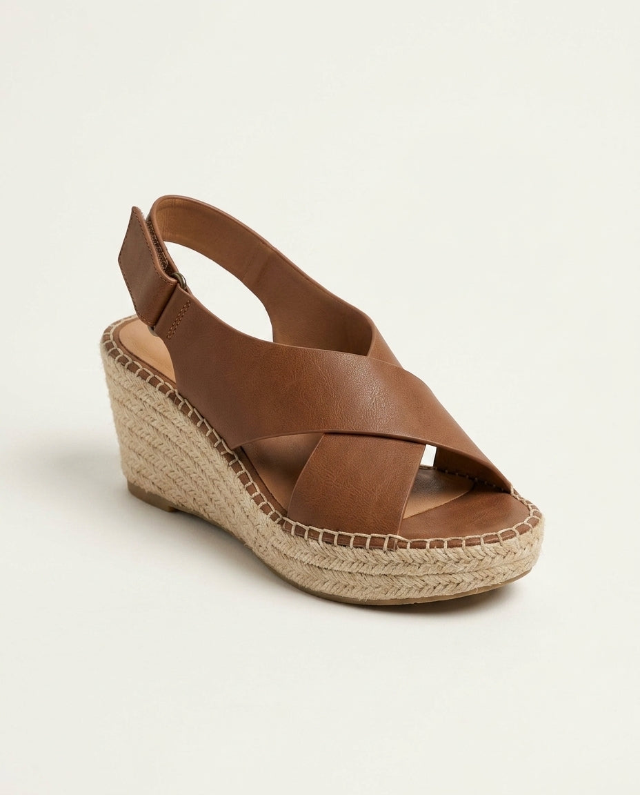 Noor | Crisscross Strap Cushioned Wedge Sandals