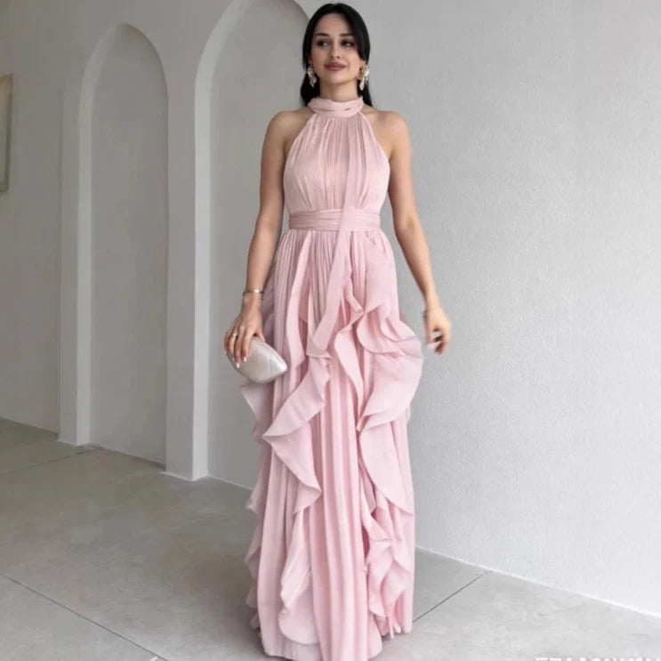 Delaney | High Neck Ruffle Layer Maxi Dress