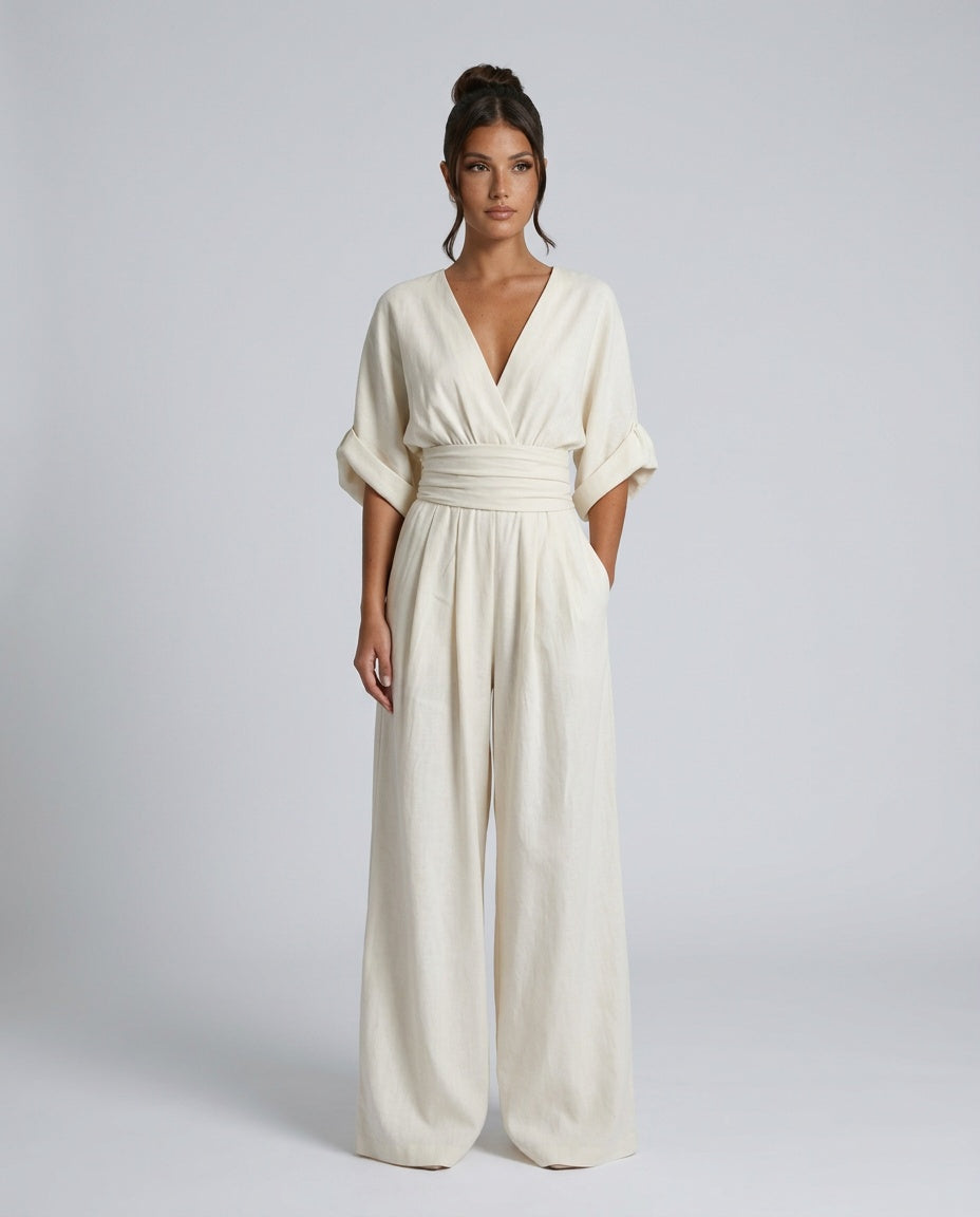 Una | Wide-Leg Linen-Blend Sleeveless Jumpsuit