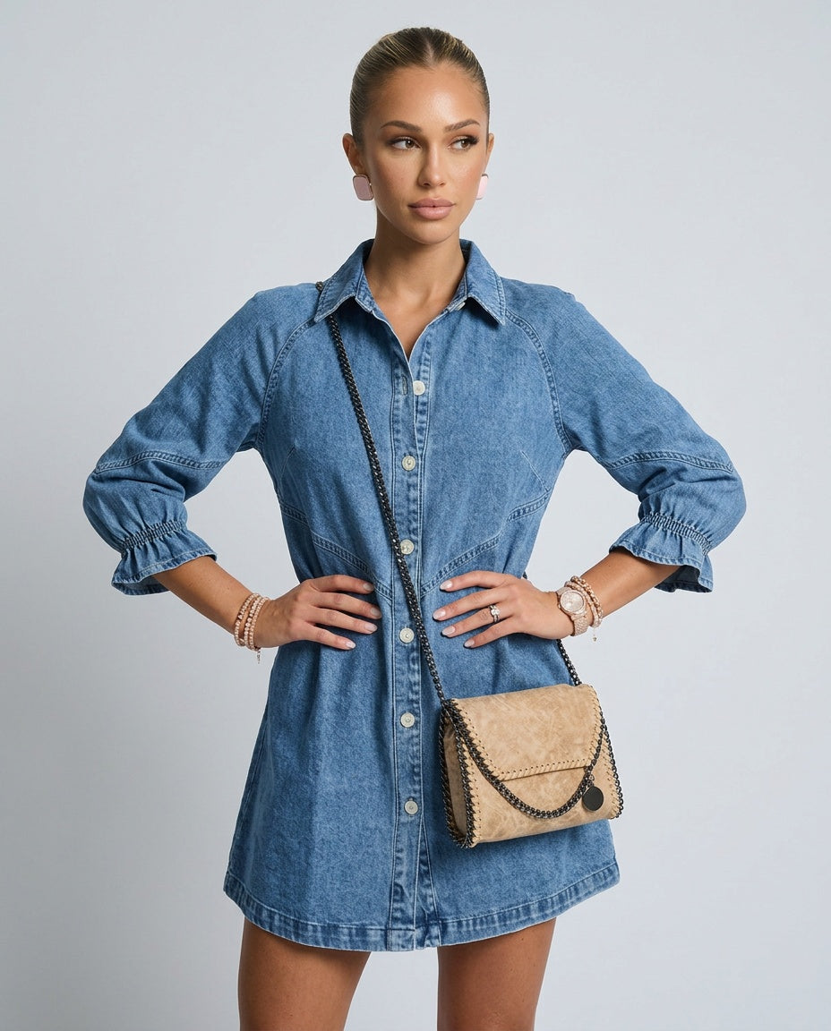 Margot | Collared Puff Sleeve Fit and Flare Mini Dress