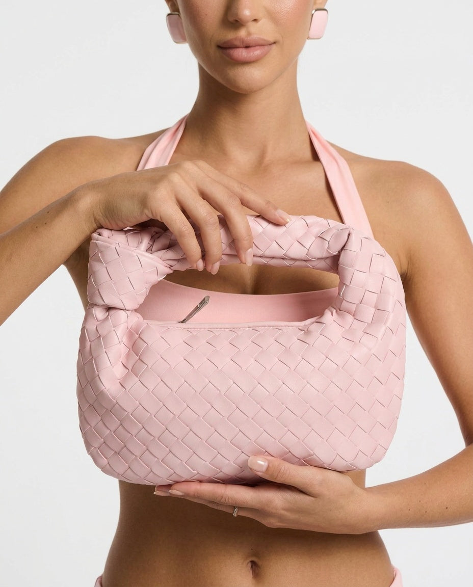 Woven Convertible Mini Bag with Silver Hardware