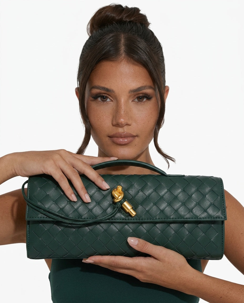 Woven Knot Detail Clutch Bag