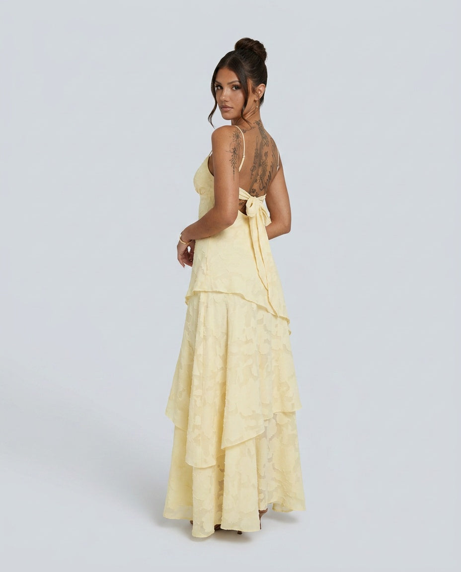 Lyricah | Tiered Floral Print Spaghetti Strap Maxi Dress
