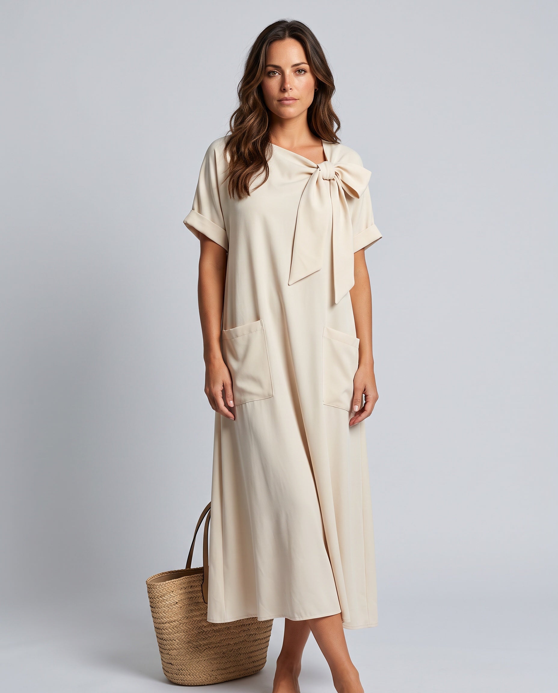 Sabine | Tie Neck Relaxed Maxi Dress