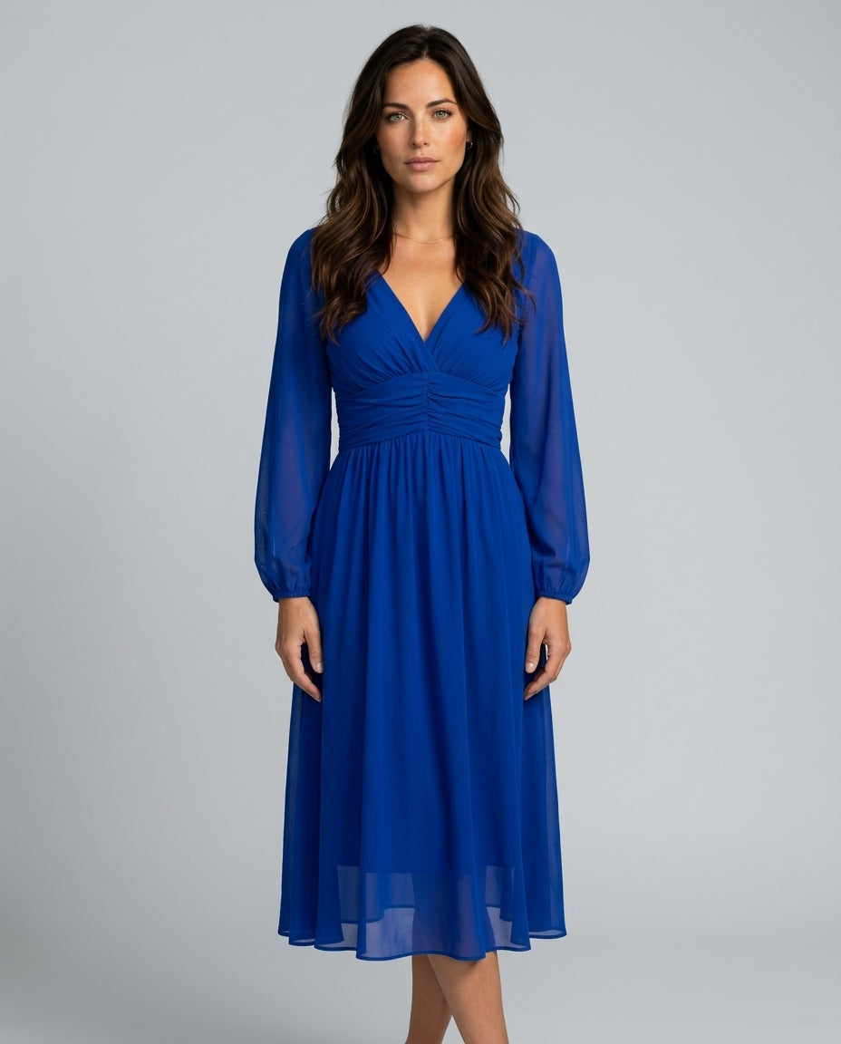 Edda | Adjustable Waist Wrap Midi Dress