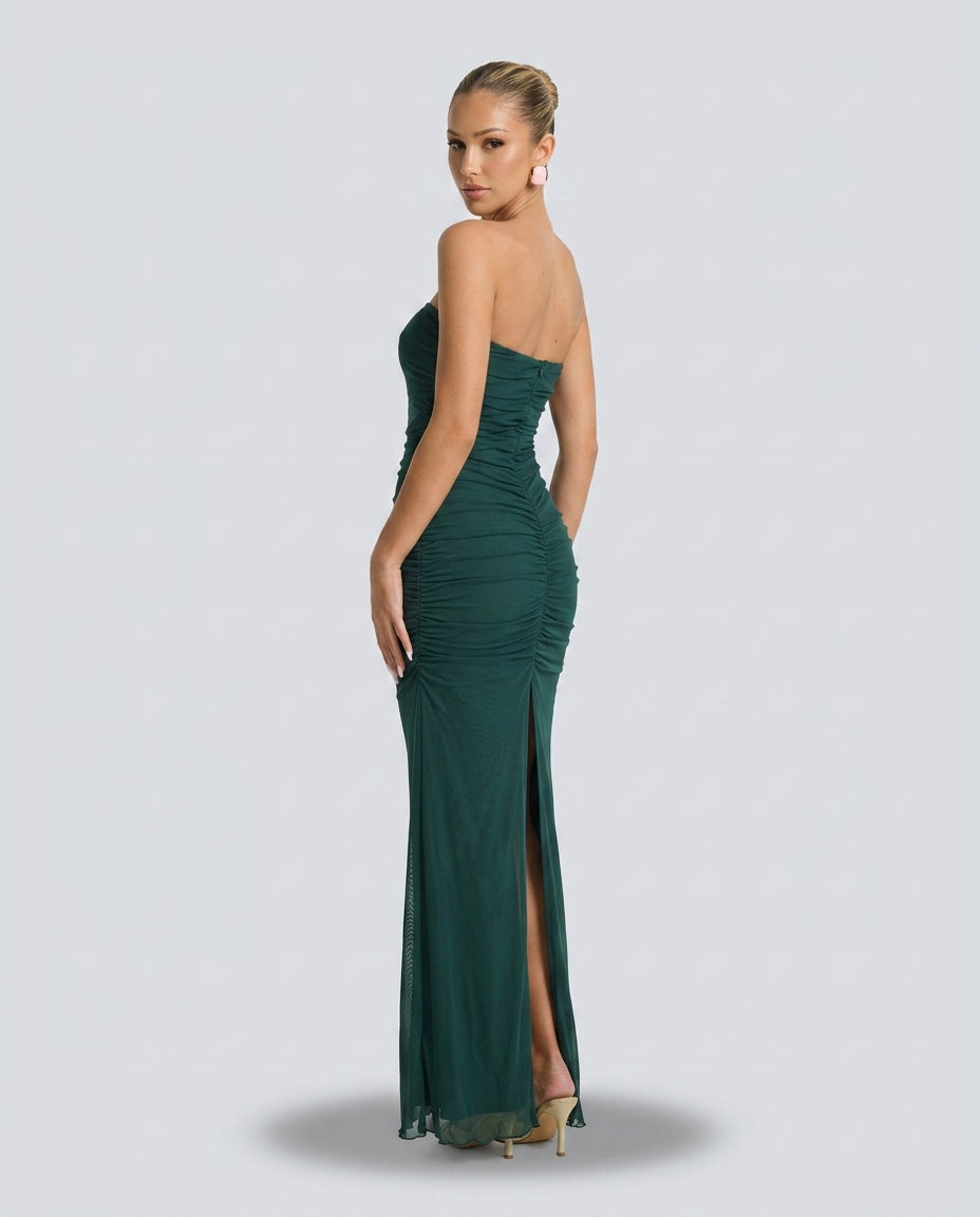 Adeline | Strapless Cut-Out High Split Maxi Dress