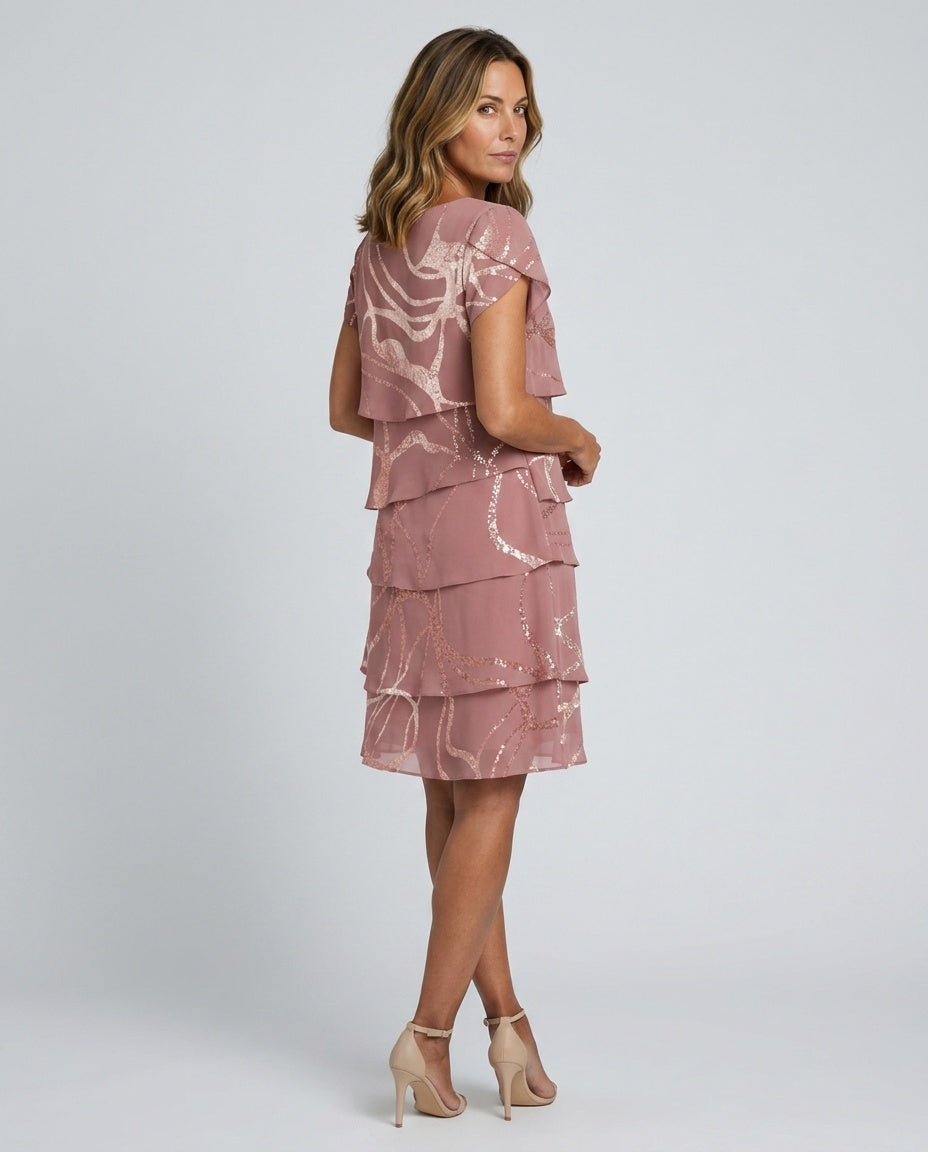 Sofia | Abstract Print Knee-Length Midi Dress