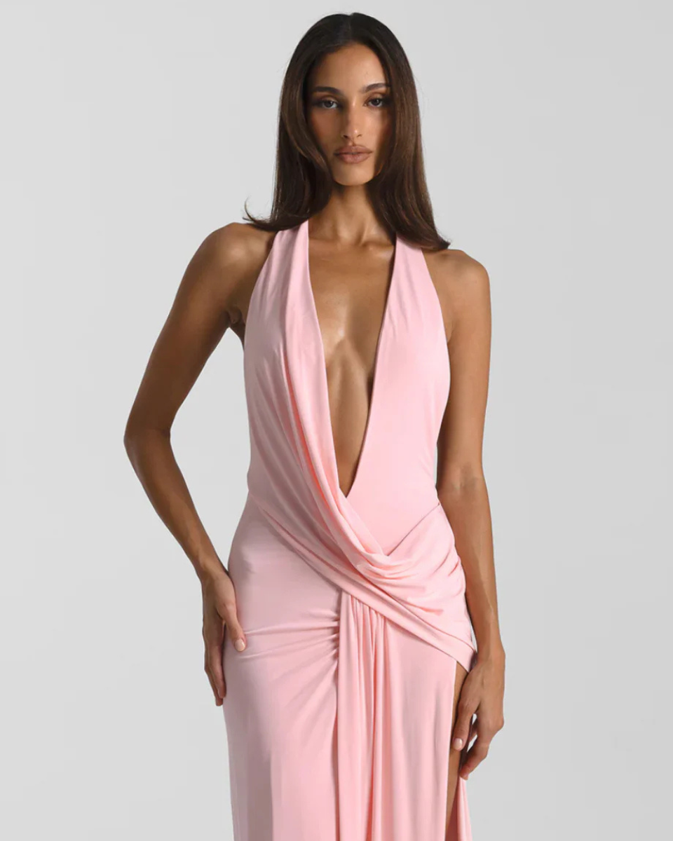 Mila | Halter Neck Backless Maxi Dress
