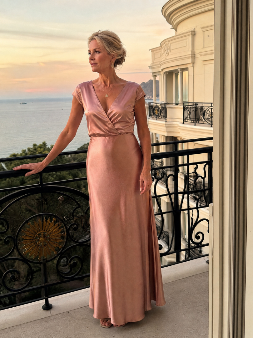 Adeline | Cap Sleeve Wrap Bodice Maxi Dress