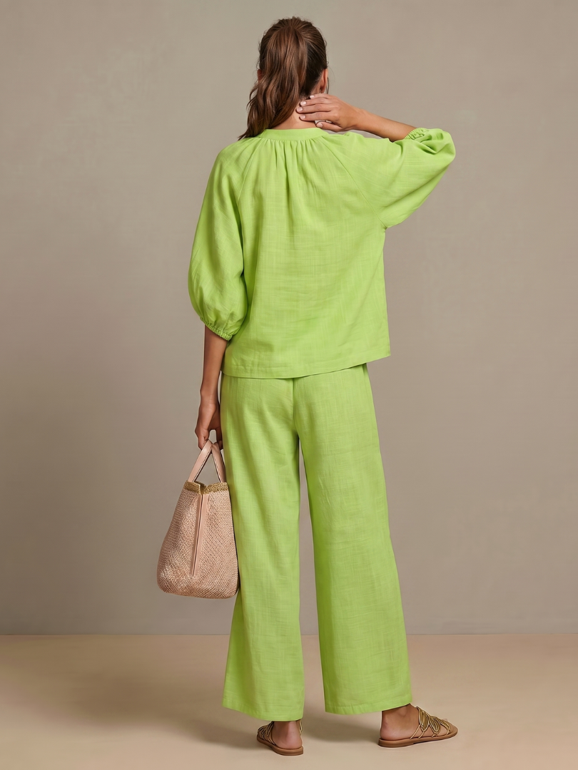 Isabela | Zip Front Blouson Top Wide Leg Co-ord Set