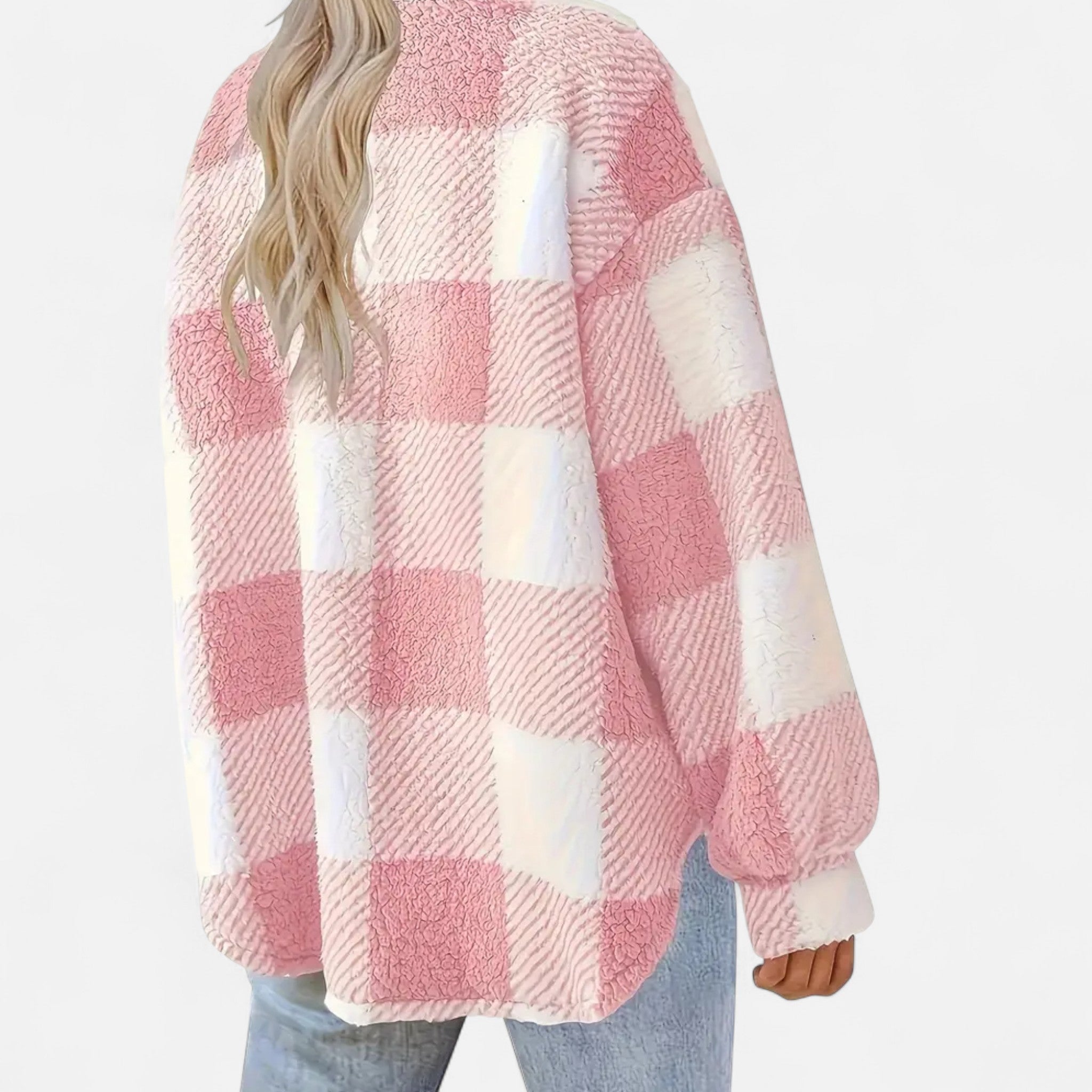 Piper | Check Print Button Front Sherpa Jacket