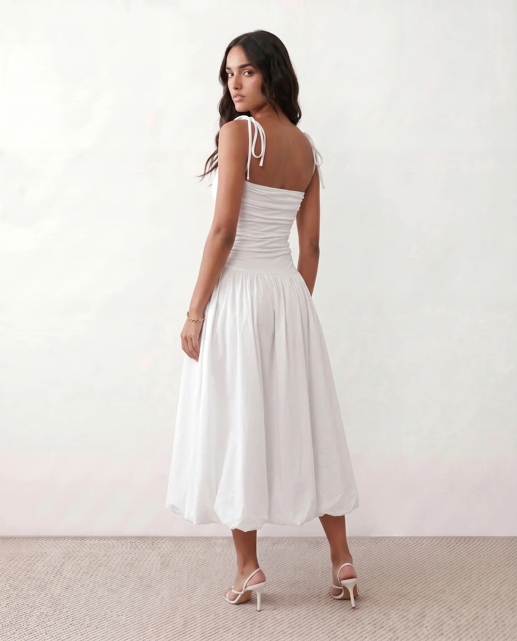 Mabel | Spaghetti Strap Low Back Midi Dress
