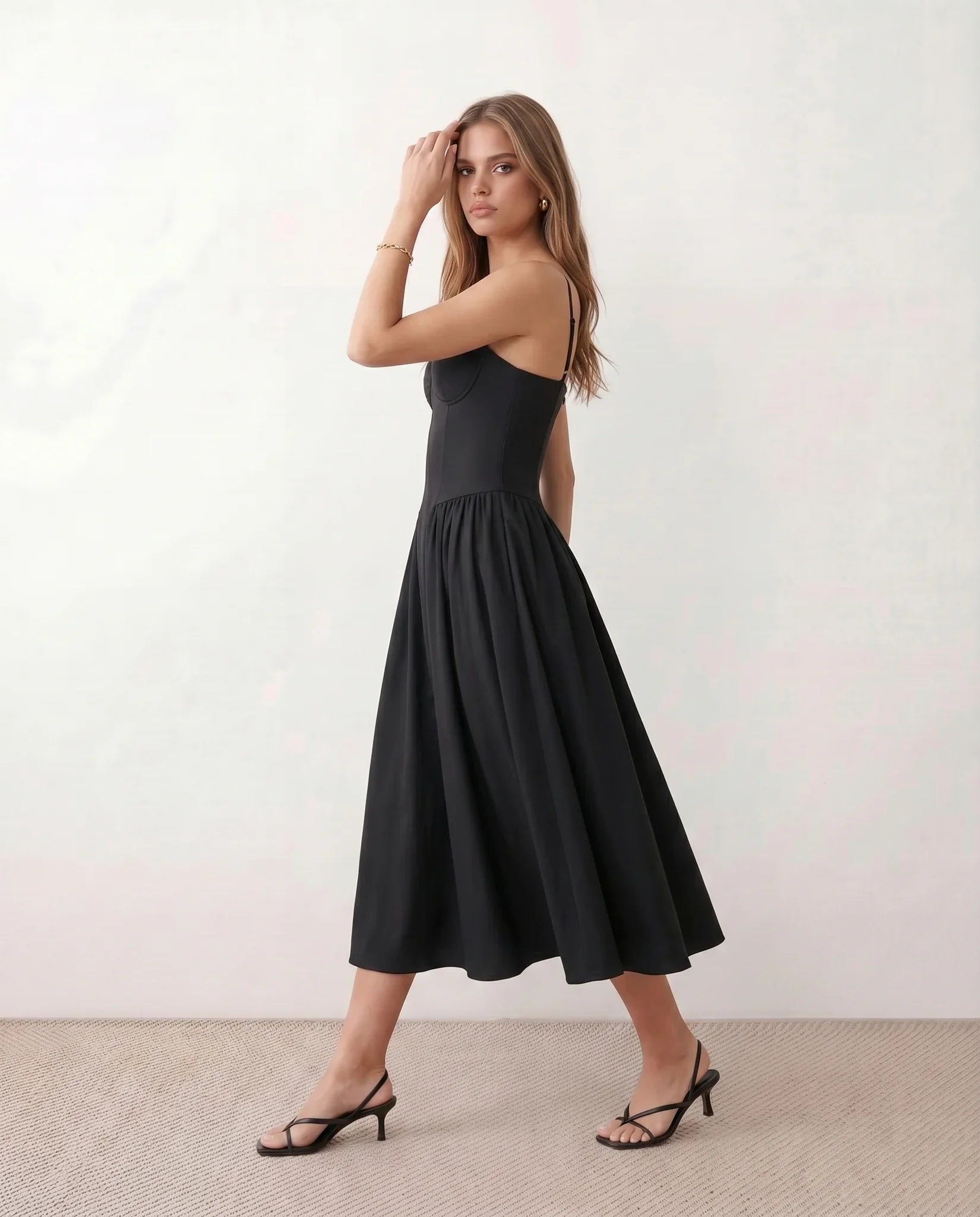 Willa | Spaghetti Strap Sweetheart Midi Dress