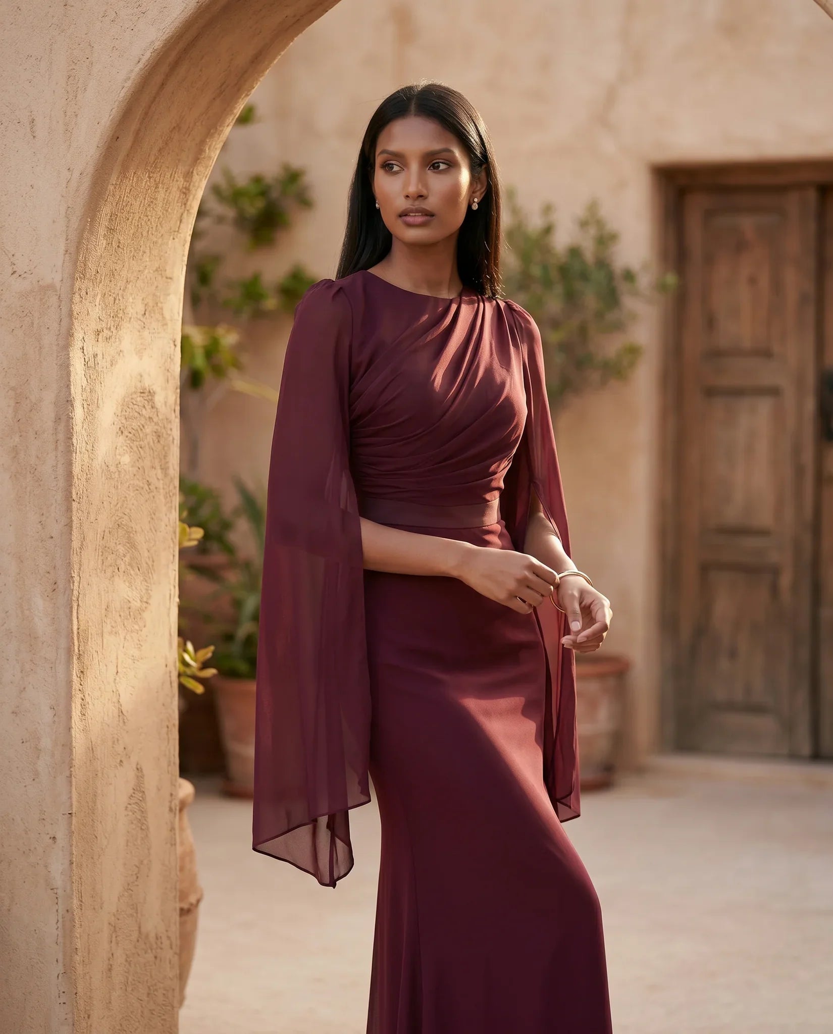 Elin | Lace-Up Mermaid Maxi Dress