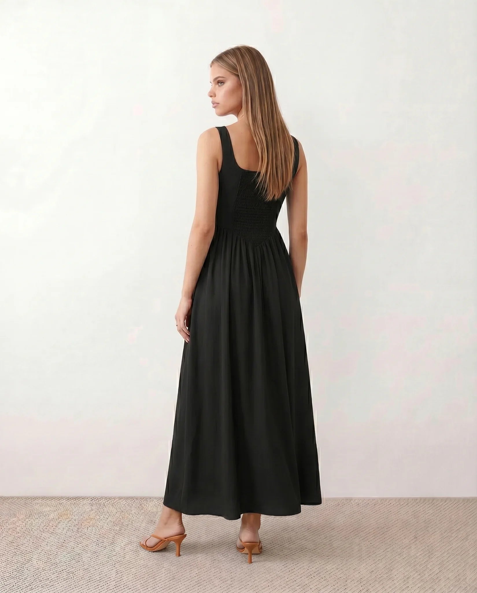 Colleen | Basque Waist A-Line Maxi Dress