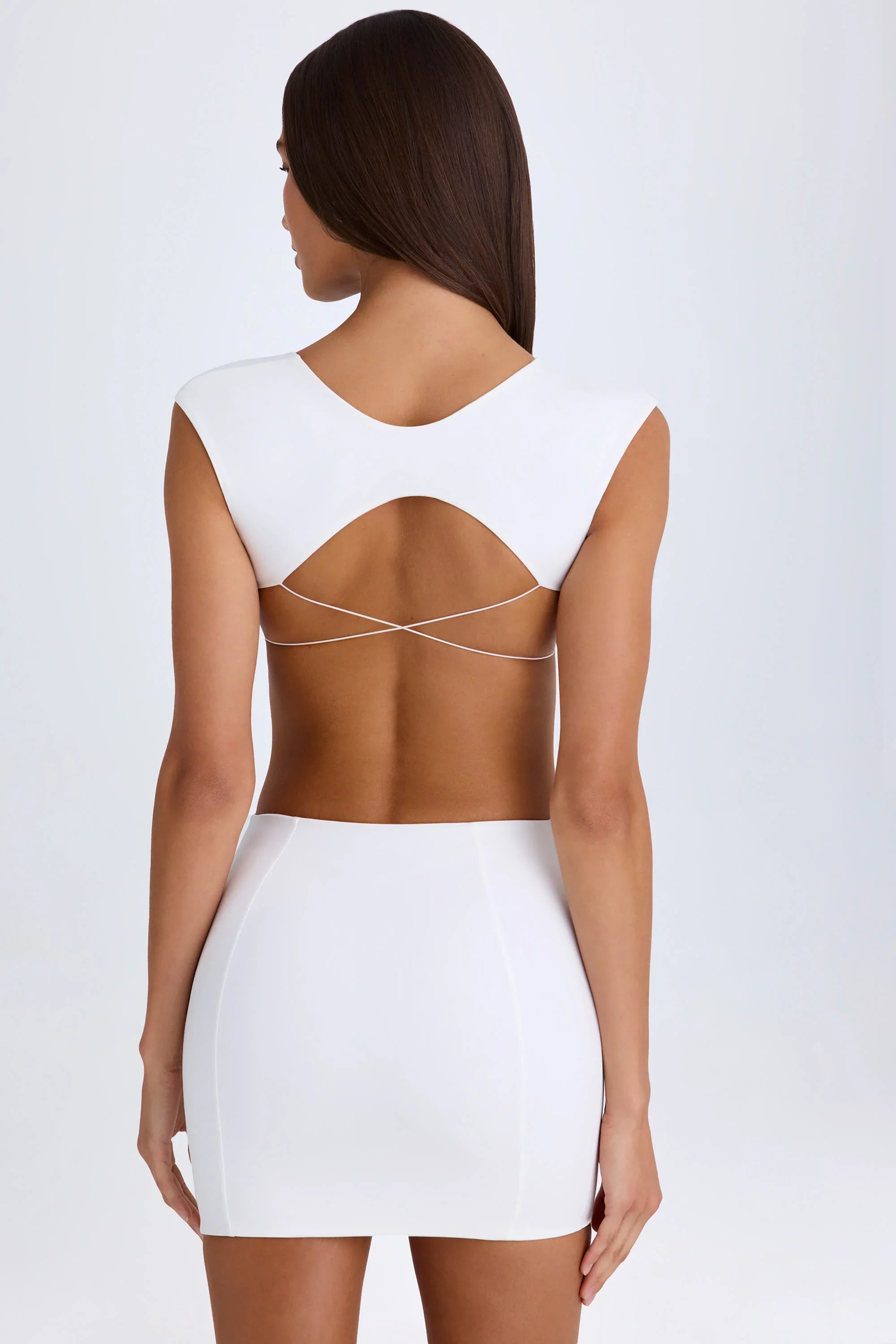 Violet | Cut-Out Lace-Up White Mini Dress