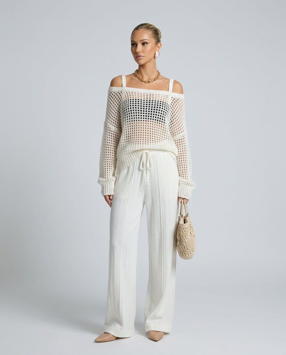 Chloe | Textured Off-Shoulder Two-Piece Set