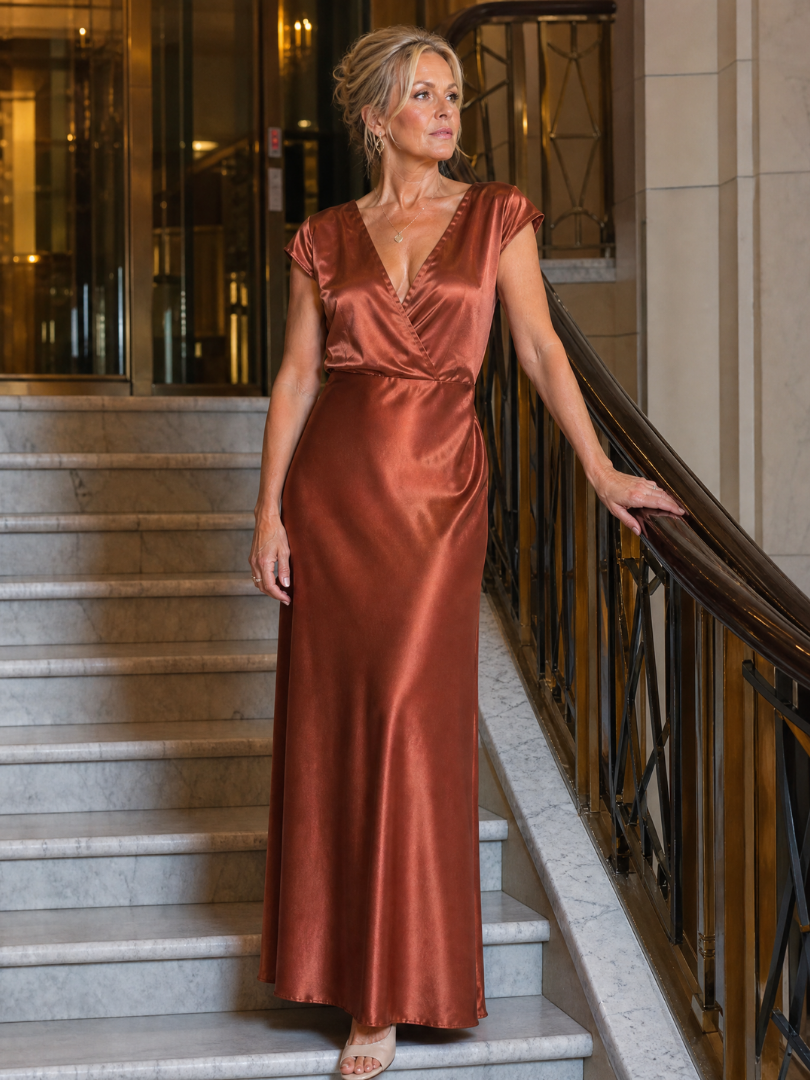 Adeline | Cap Sleeve Wrap Bodice Maxi Dress