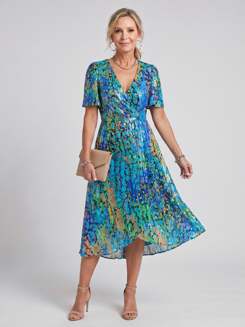 Hazel | Flutter Sleeve Gathered Waist Floral Midi Dress