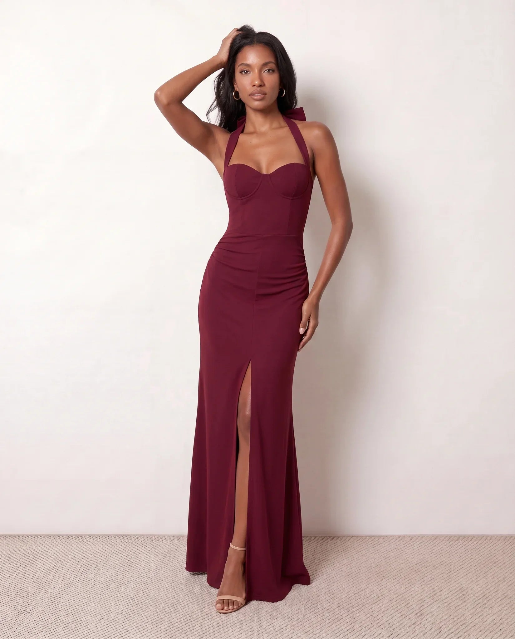 Viorela | Halter Sweetheart Backless Maxi Dress