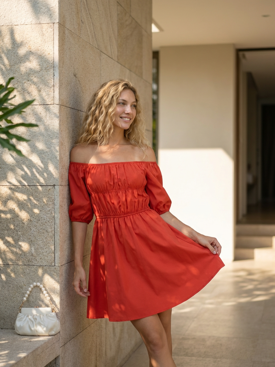 Madison | Off-Shoulder Mini Dress with Puff Sleeves