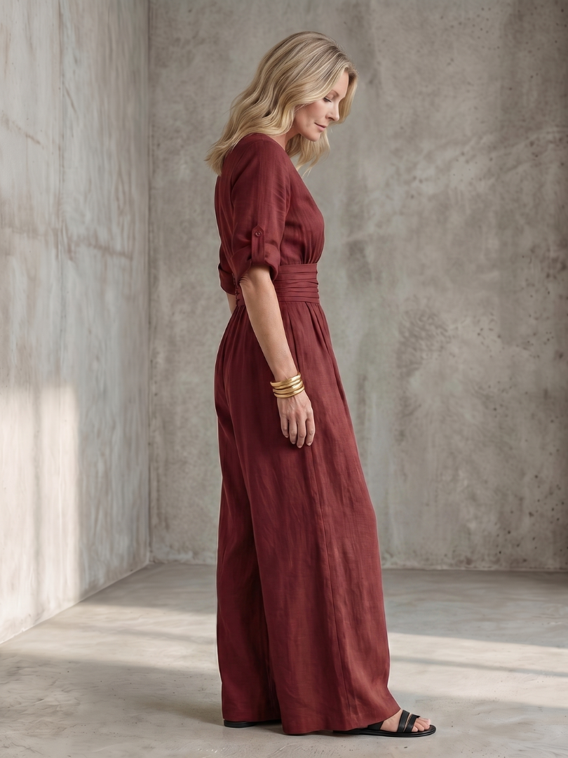 Alejandra | Cross Front Wide Leg Jumpsuit