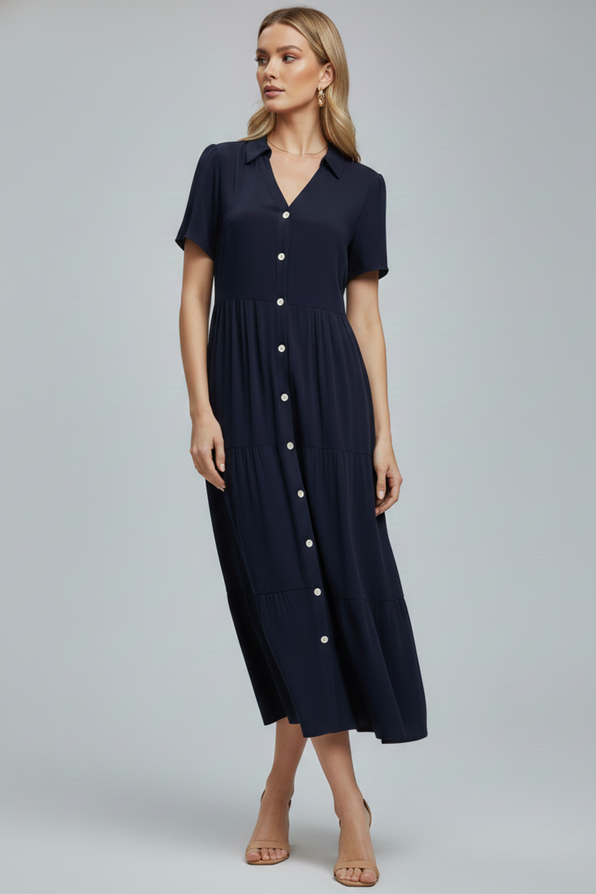 Amara | Midi Dress with Button-Front